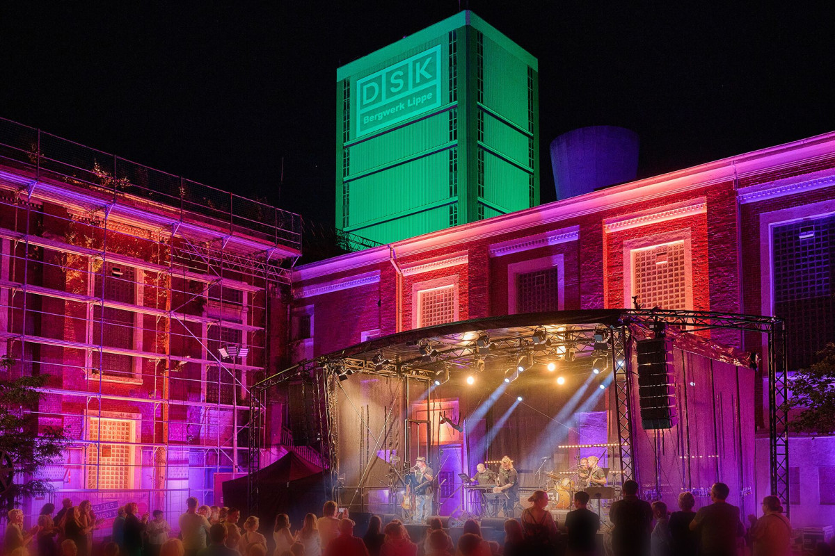 Public event featuring a live stage, concert and professional lighting design