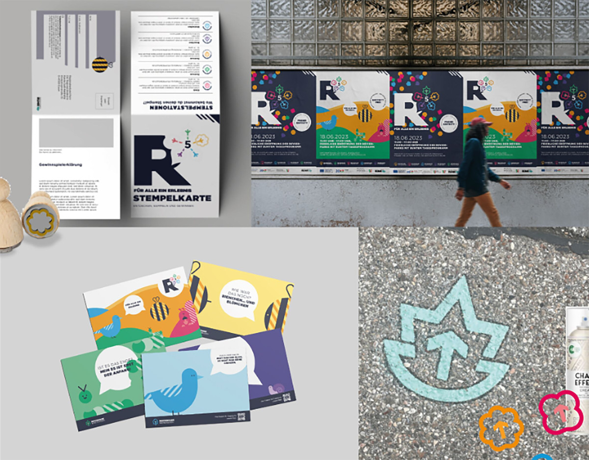 Corporate design for an event series with posters in urban spaces and accompanying print materials.