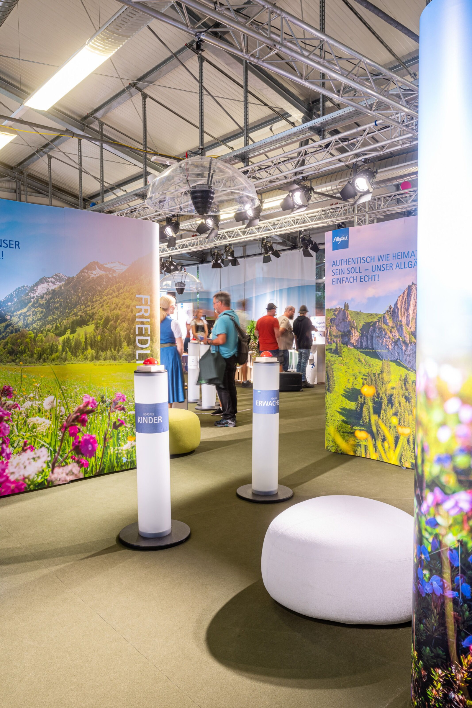 View of the Allgäu booth at the festival week with information areas.