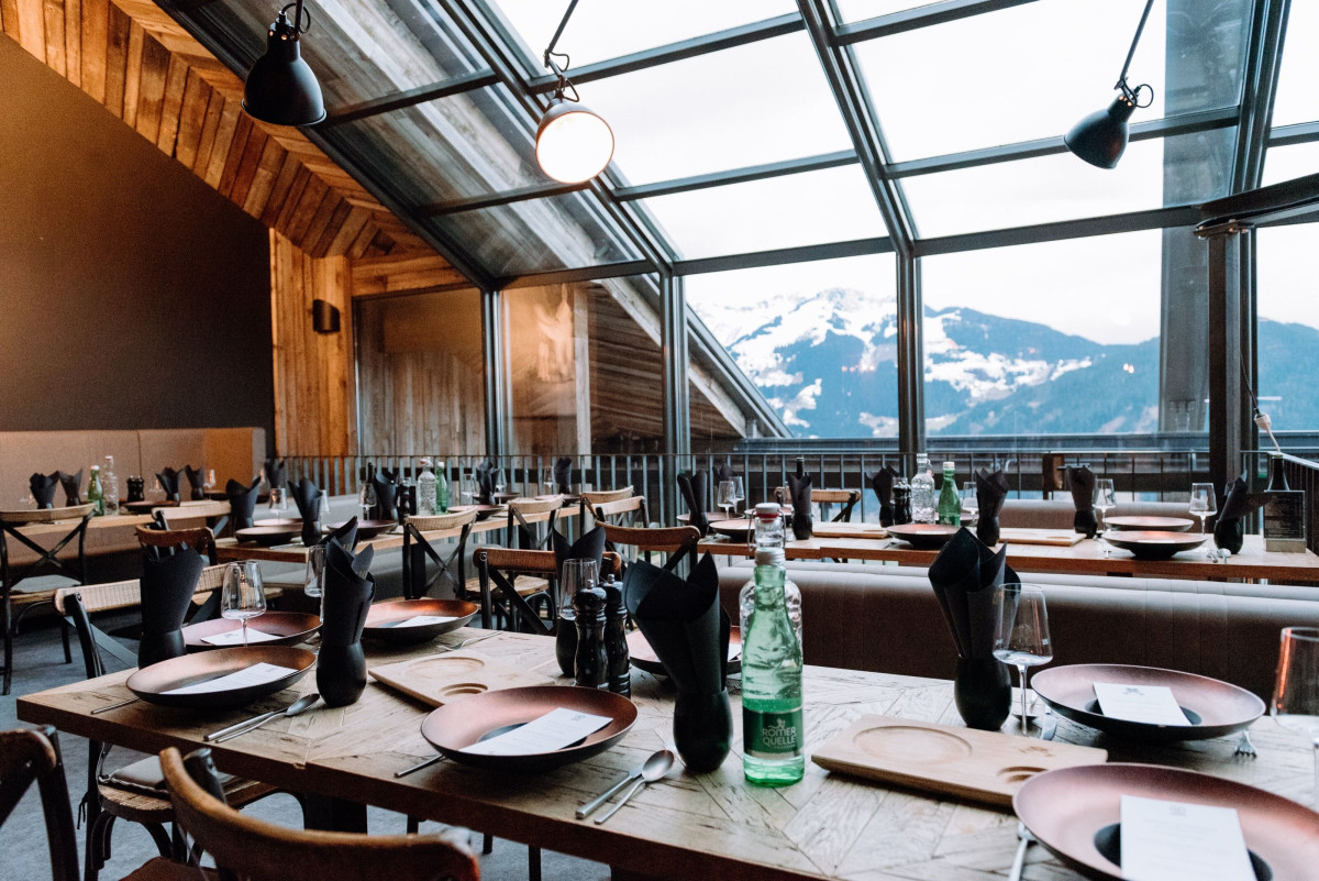 Set conference room with mountain views as the venue of the winter conference.